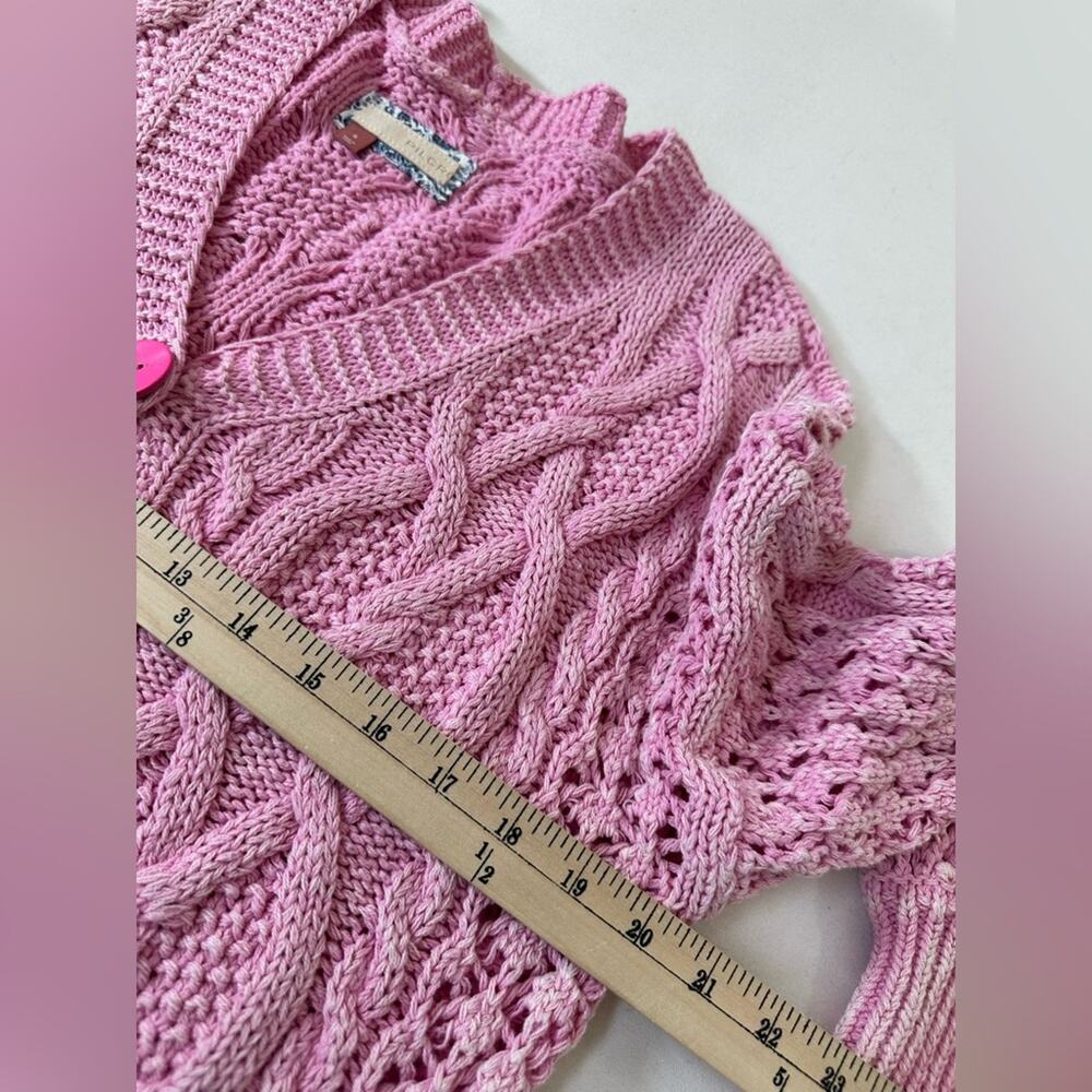 Pilcro Anthro Sweater Size Small Cableknit Cropped Cardigan Pink Shabby chic - Picture 8 of 8